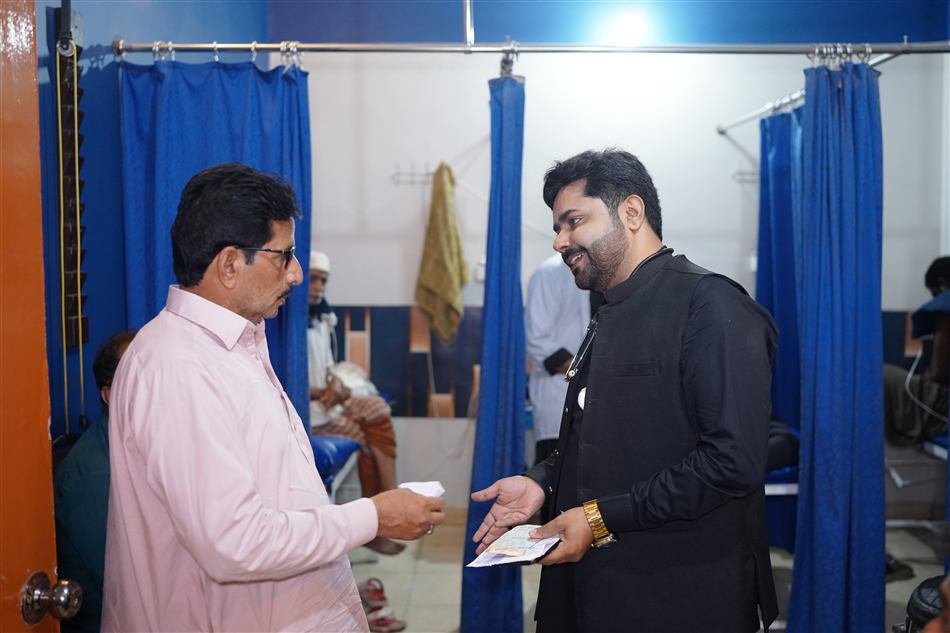 Executive Director greeting a patient's family member